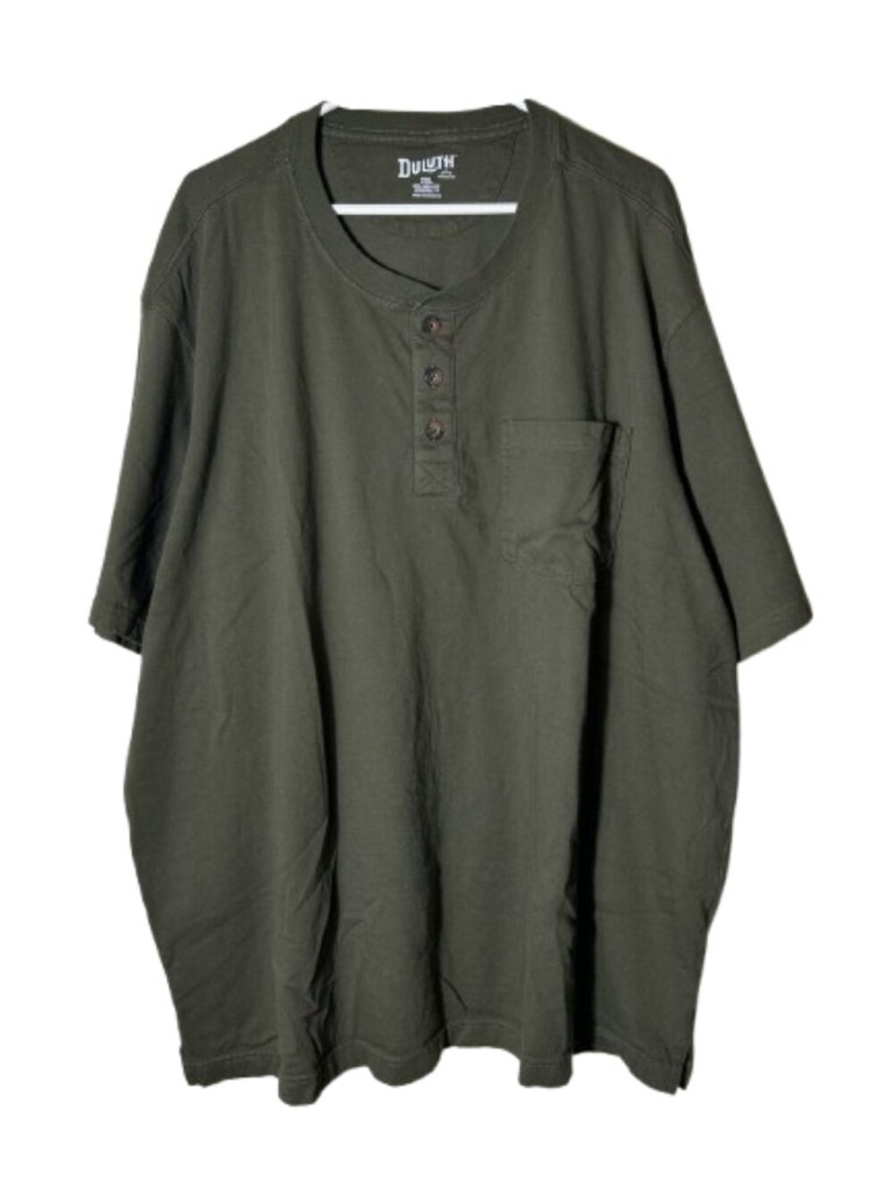 Duluth trading co green relaxed fit longtail t henley pocket shirt men's 2XL